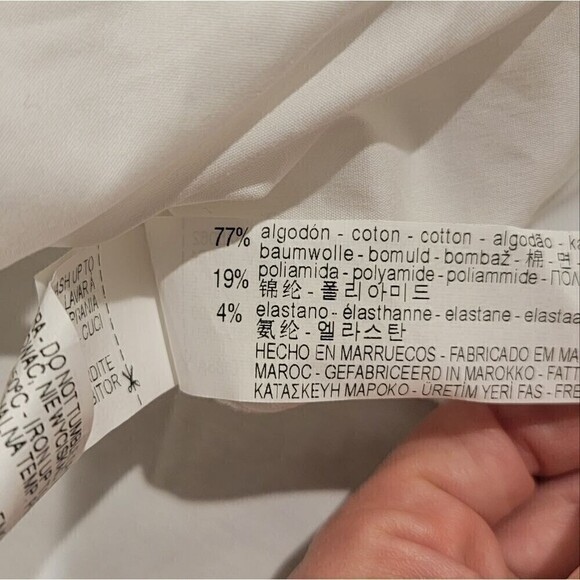 Zara Off The Shoulder White Cotton Blend Poplin Shirt 3/4 Sleeve Size Medium - Picture 7 of 7